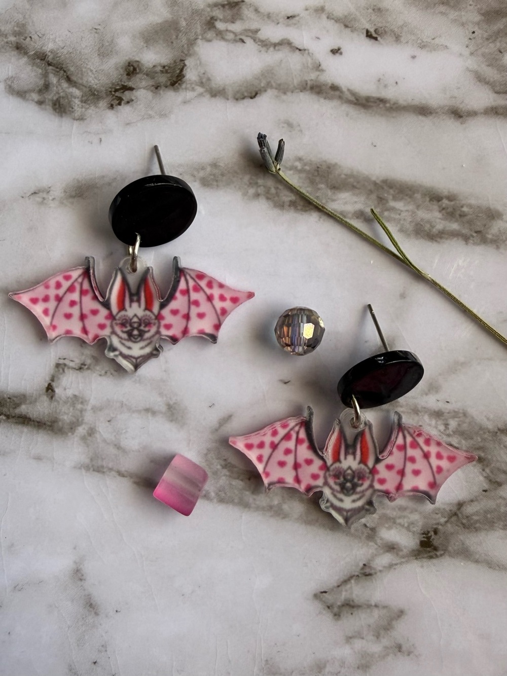 Pink Bat Earrings